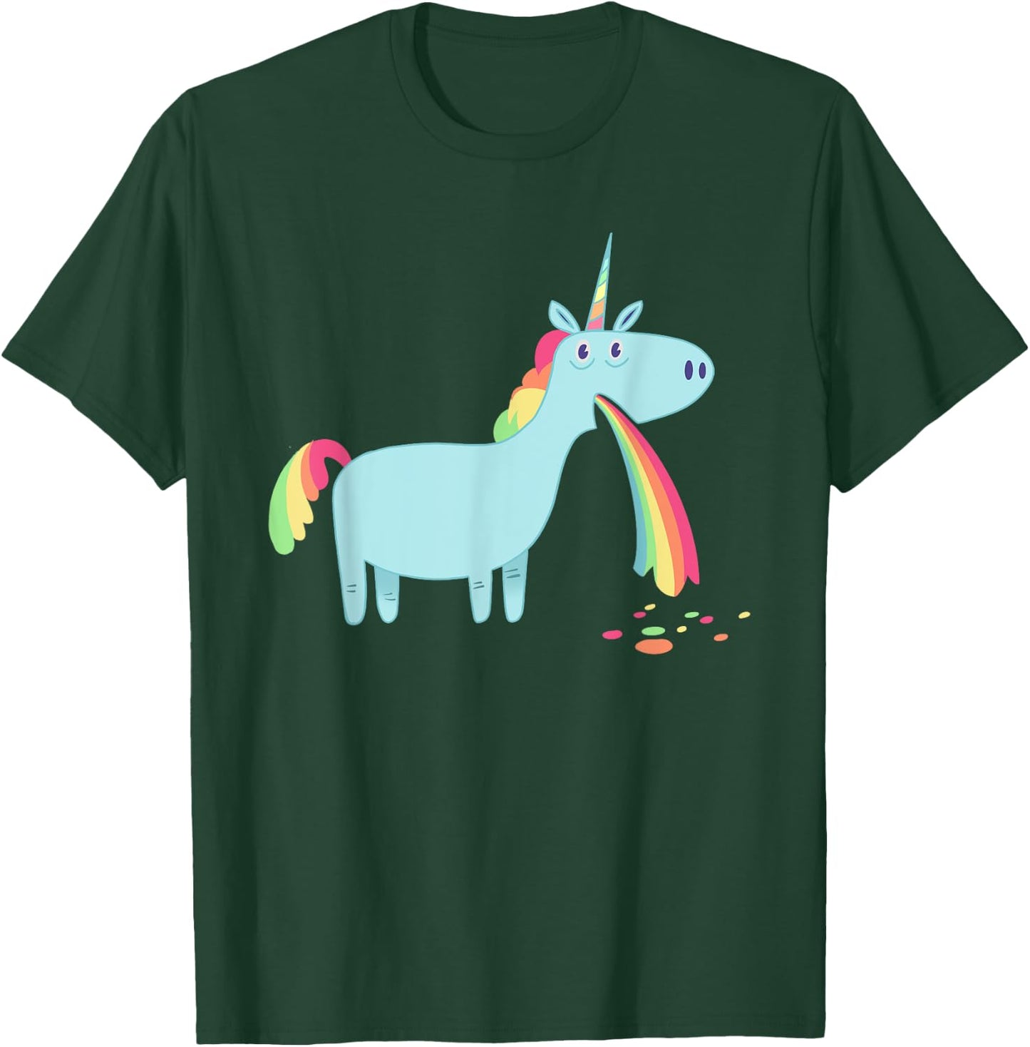 Unicorn vomiting rainbow spew graphic T-Shirt - T-Shirt | Forest
