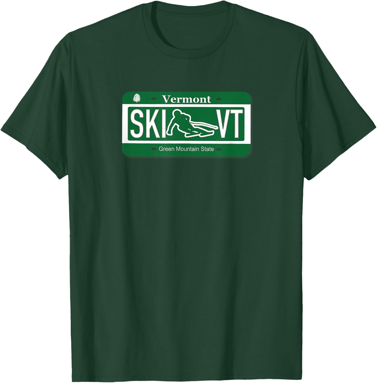 Vermont SKI VT 802 New England Green Mountain State T-Shirt - T-Shirt | Forest
