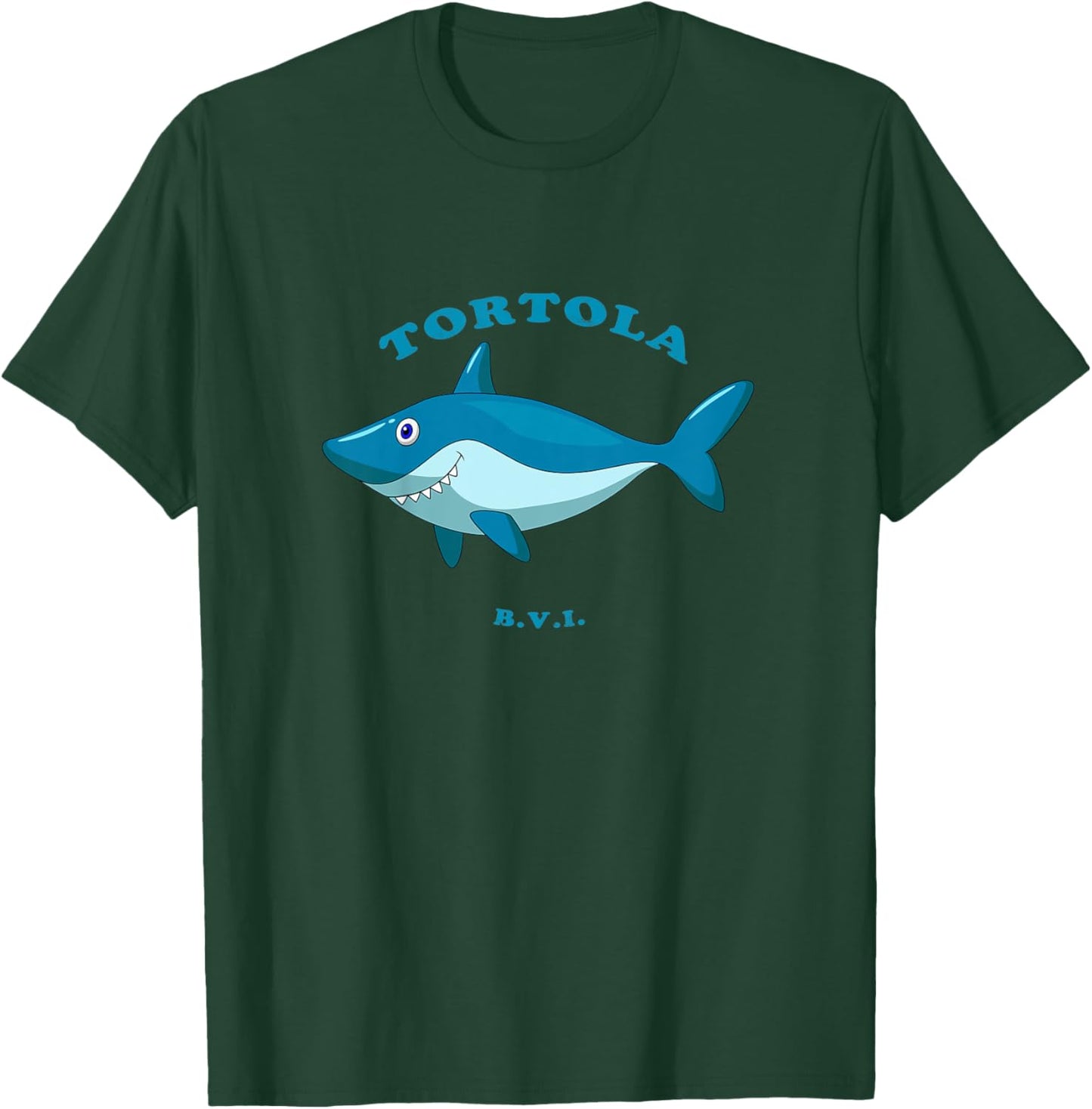 Kids Children's Tortola, BVI Shark Vacation T-Shirt - T-Shirt | Forest