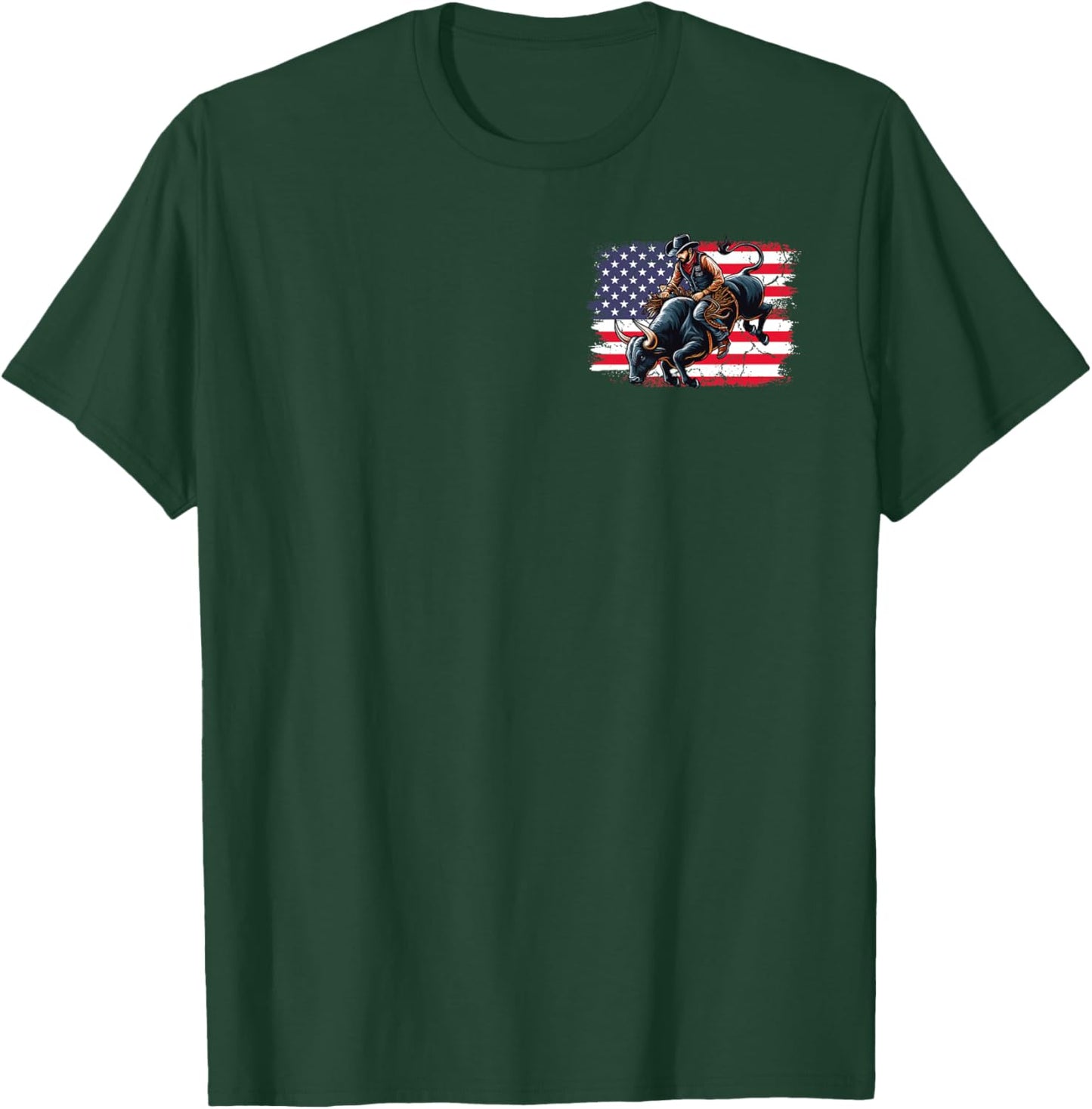Patriotic Bull Riding Rodeo American Cowboys T-Shirt - T-Shirt | Forest