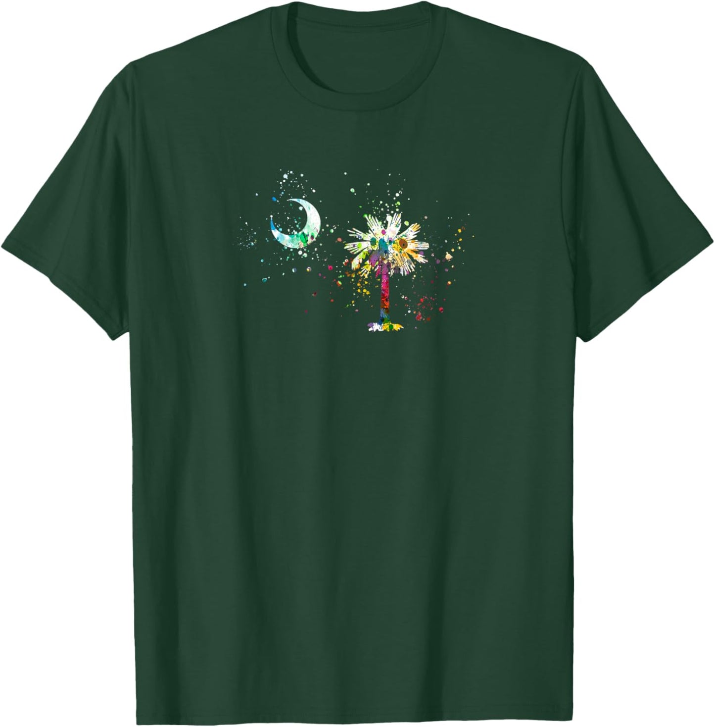 South Carolina Flag Palmetto Tree and Moon Colourful Design T-Shirt - T-Shirt | Forest