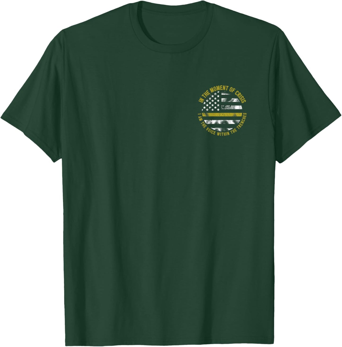 Police and Fire 911 Dispatcher Thin Gold Line Flag T-Shirt - T-Shirt | Forest