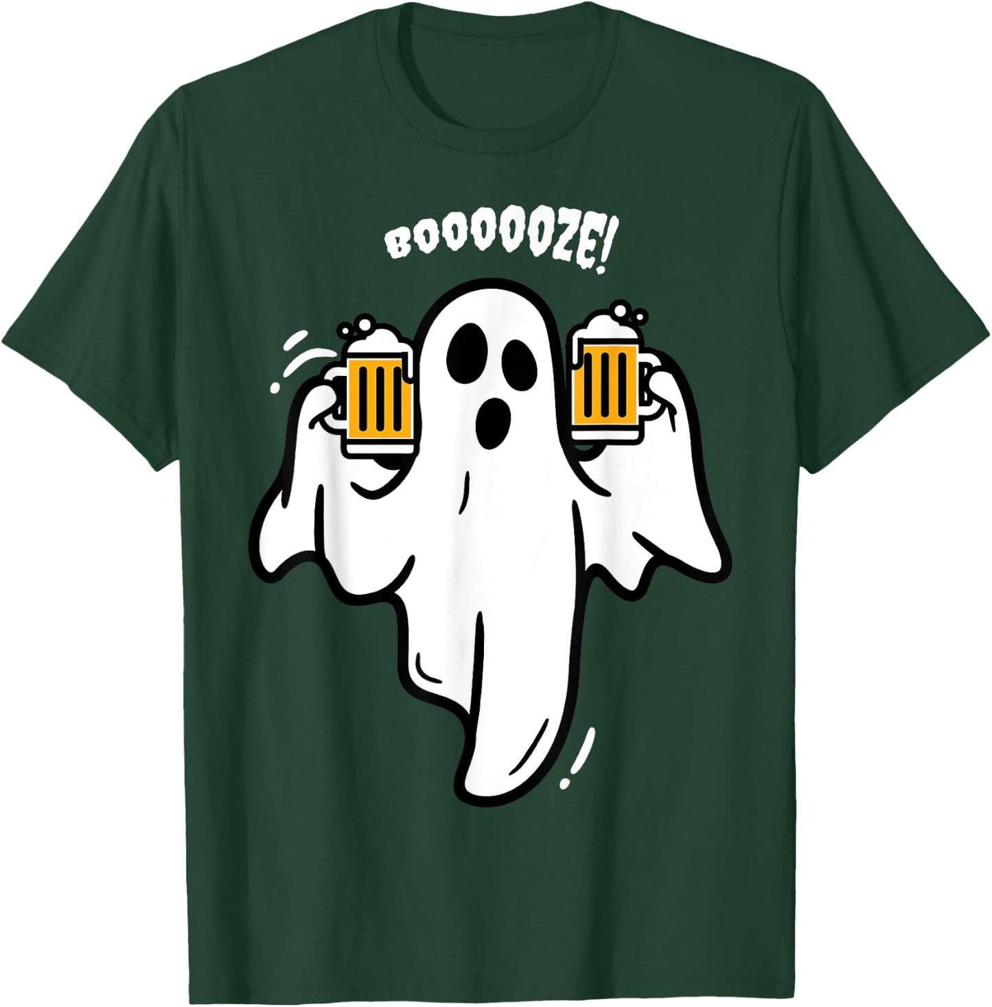 Booze Boo Ghost Drinking Beer Costume Easy Halloween Gifts T-Shirt - T-Shirt | Forest
