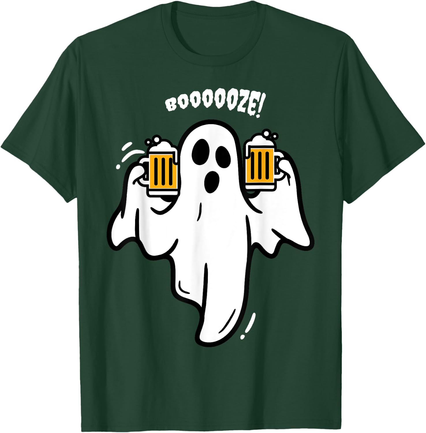 Booze Boo Ghost Drinking Beer Costume Easy Halloween Gifts T-Shirt - T-Shirt | Forest