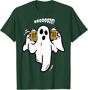 Booze Boo Ghost Drinking Beer Costume Easy Halloween Gifts T-Shirt - T-Shirt | Forest