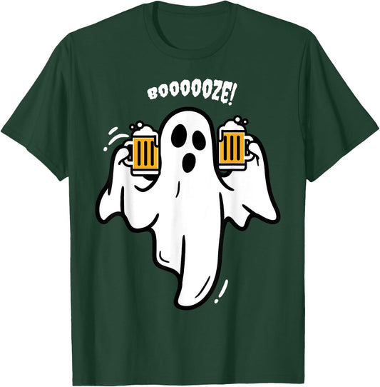 Booze Boo Ghost Drinking Beer Costume Easy Halloween Gifts T-Shirt - T-Shirt | Forest