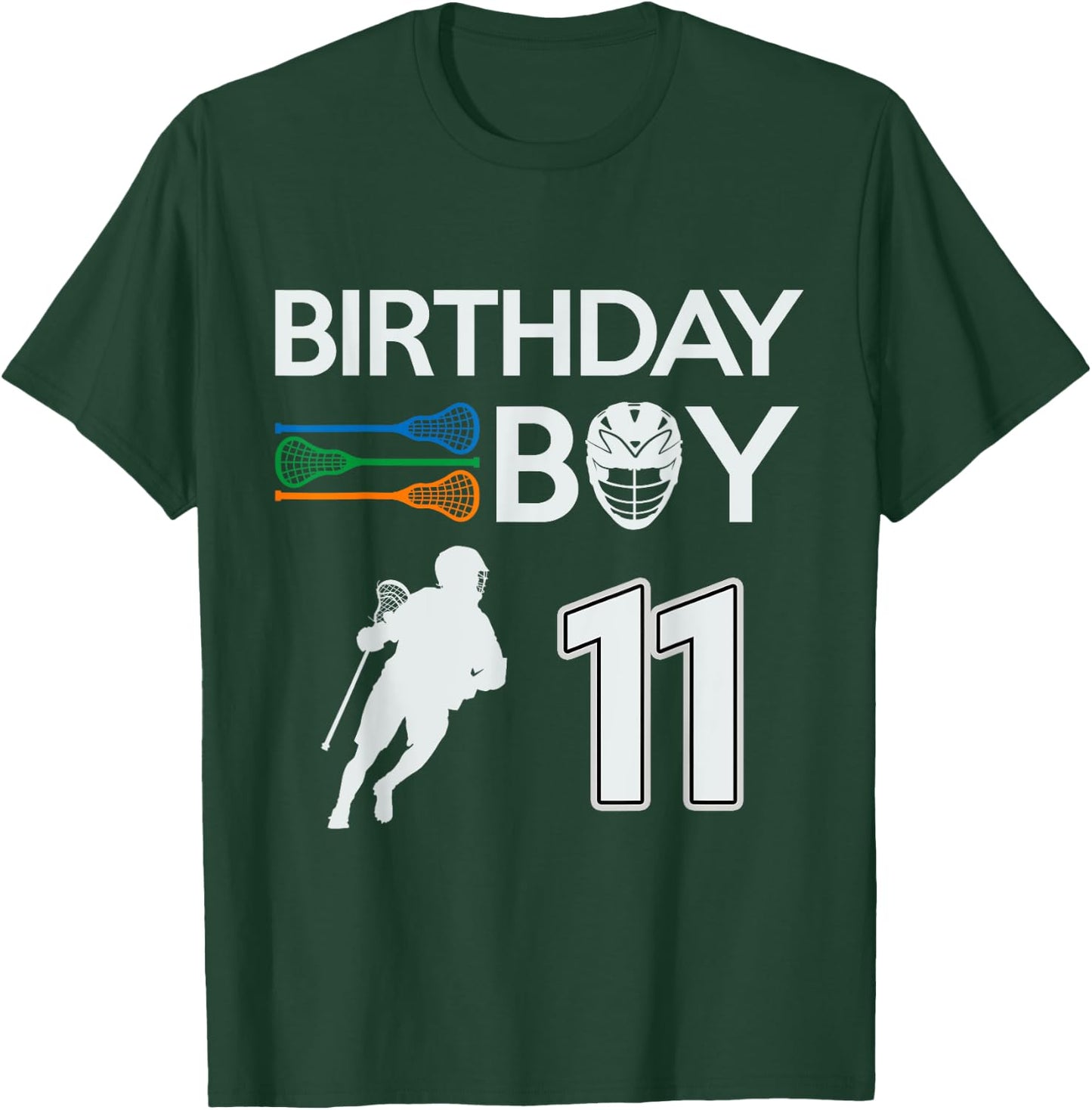11 Years Old Birthday Boy Lacrosse LAX Player Boys Kids T-Shirt - T-Shirt | Forest