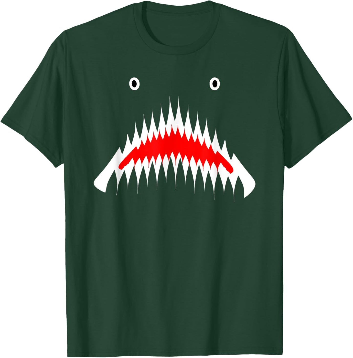 Shark Face Sharp Teeth Animal Halloween Cosplay Costume Gift T-Shirt - T-Shirt | Forest