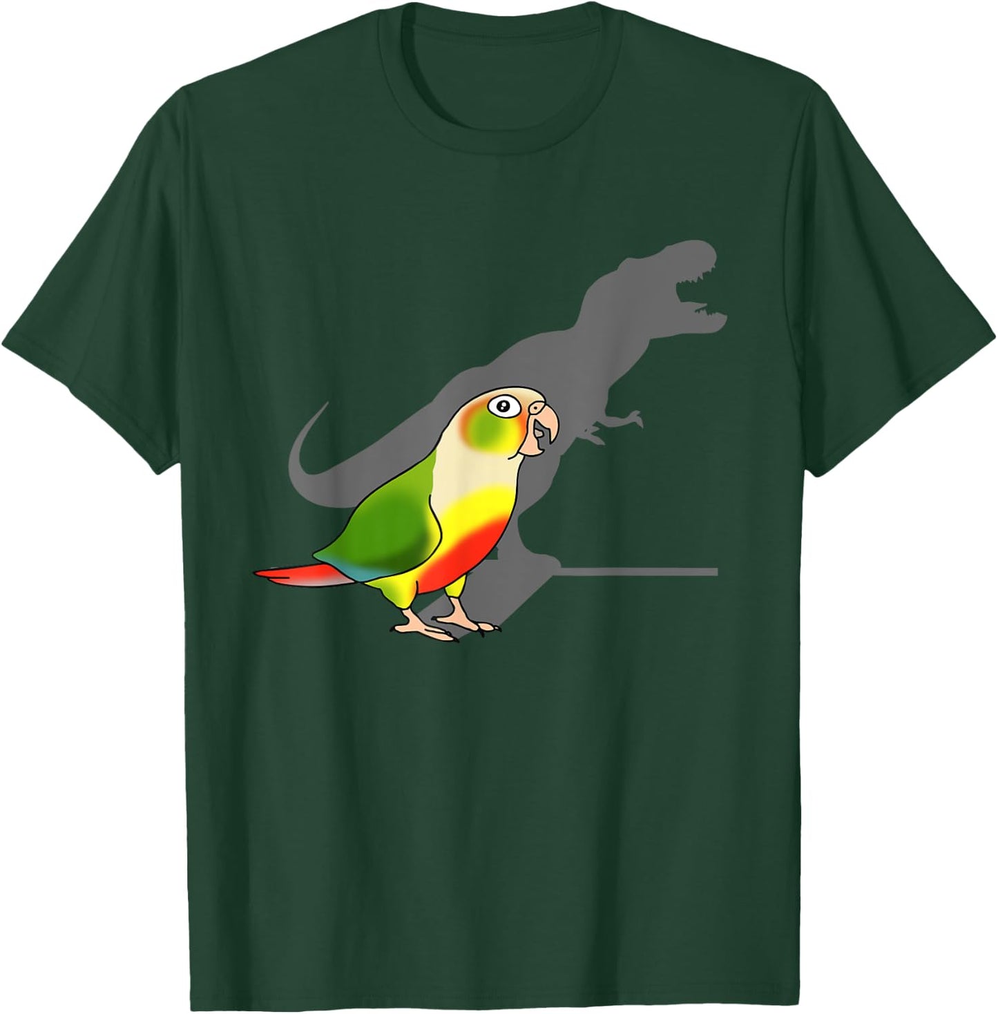 Funny Birb Memes T-rex shadow Green Cheeked Pineapple Conure T-Shirt - T-Shirt | Forest