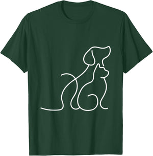 Dog Puppy and Baby Cat Heart - Animal Dog & Cat Heart T-Shirt - T-Shirt | Forest