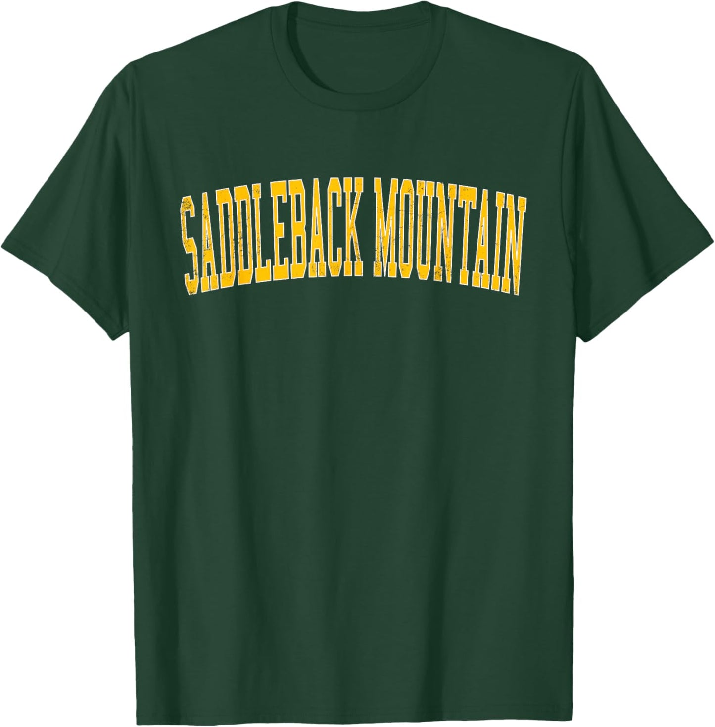 Vintage Saddleback Mountain Distressed Gold Varsity Style T-Shirt - T-Shirt | Forest