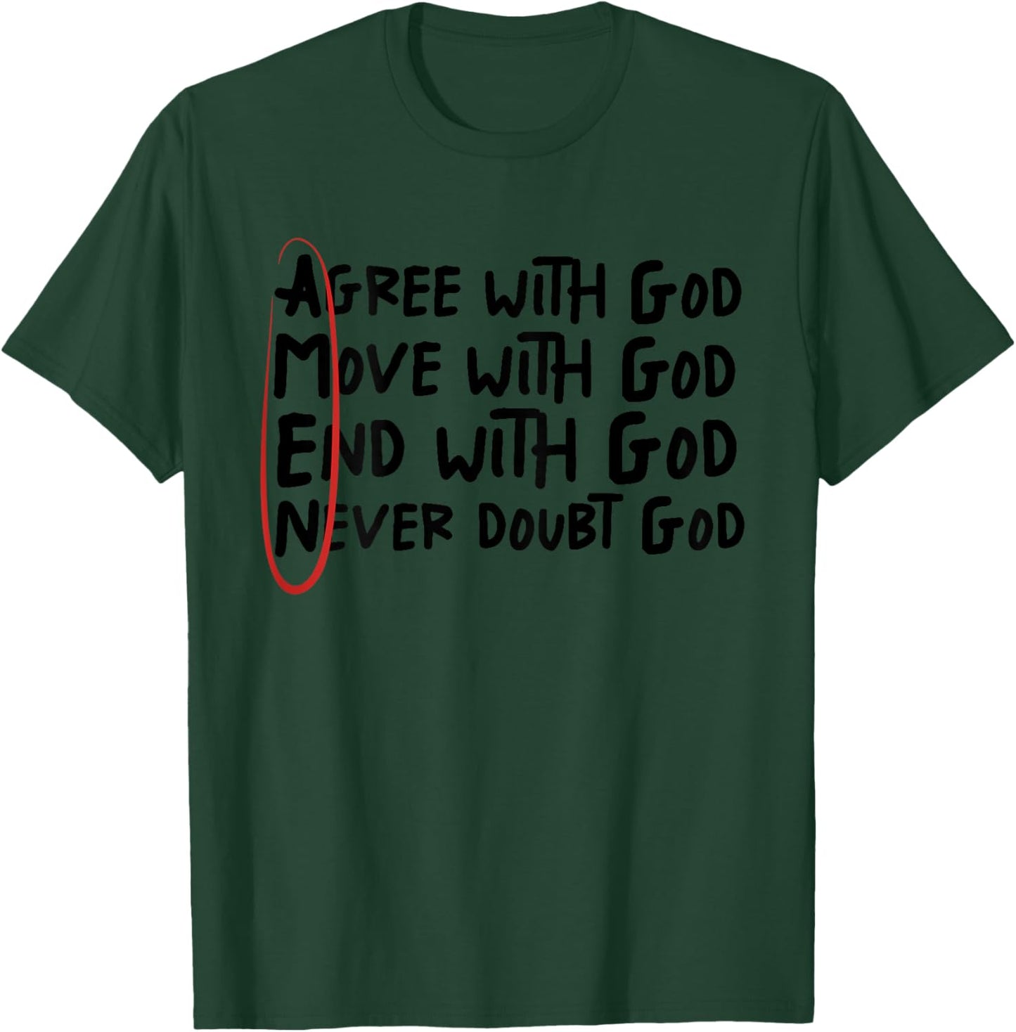 Agree With God Move With God End With God Never Doubt God T-Shirt - T-Shirt | Forest
