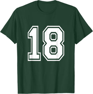 Number 18 Varsity Sports Team Jersey 18th Birthday 18 Years T-Shirt - T-Shirt | Forest
