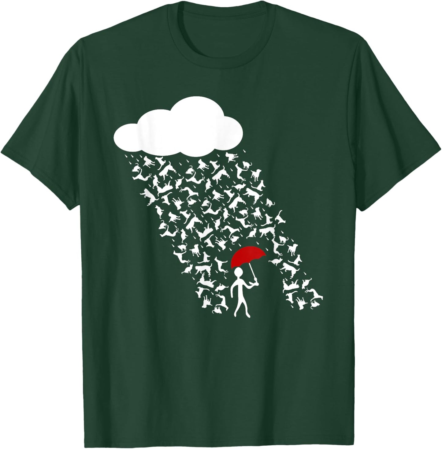 It's Raining Cats and Dogs | Cute Funny Canine Feline Lover Women Girls Kids T-Shirt - T-Shirt | Forest