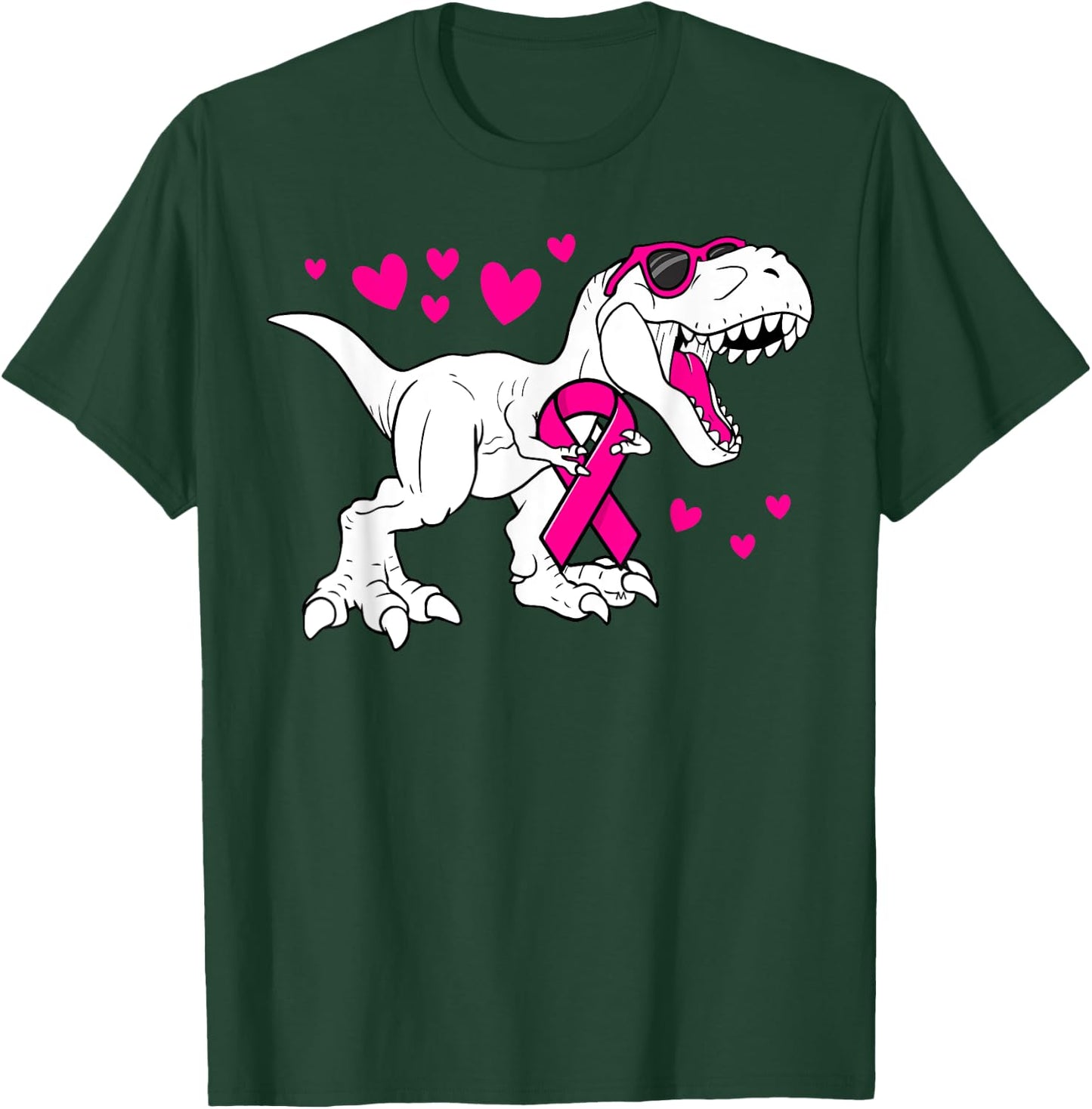 Pink Ribbon T-Rex Kids Breast Cancer Awareness Boys Toddler T-Shirt - T-Shirt | Forest
