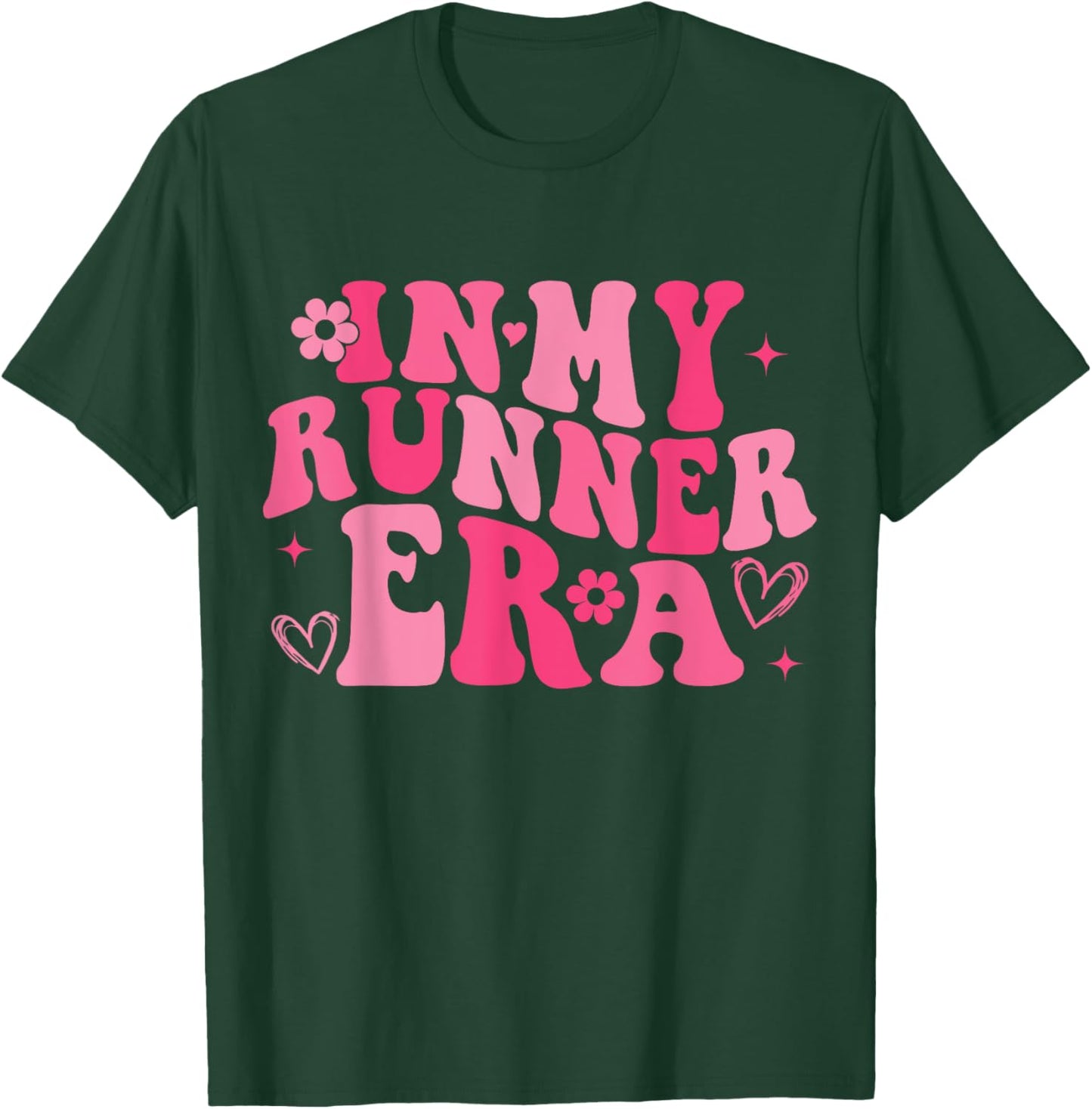 In My Runner Era Funny Running Marathon Groovy Running Mom T-Shirt - T-Shirt | Forest