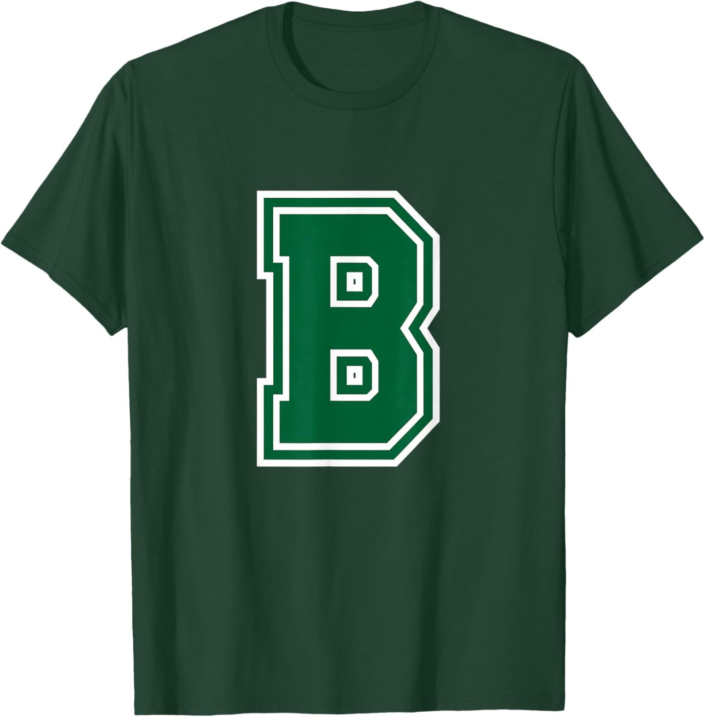 Letter B Monogram Initial Green T-Shirt - T-Shirt | Forest