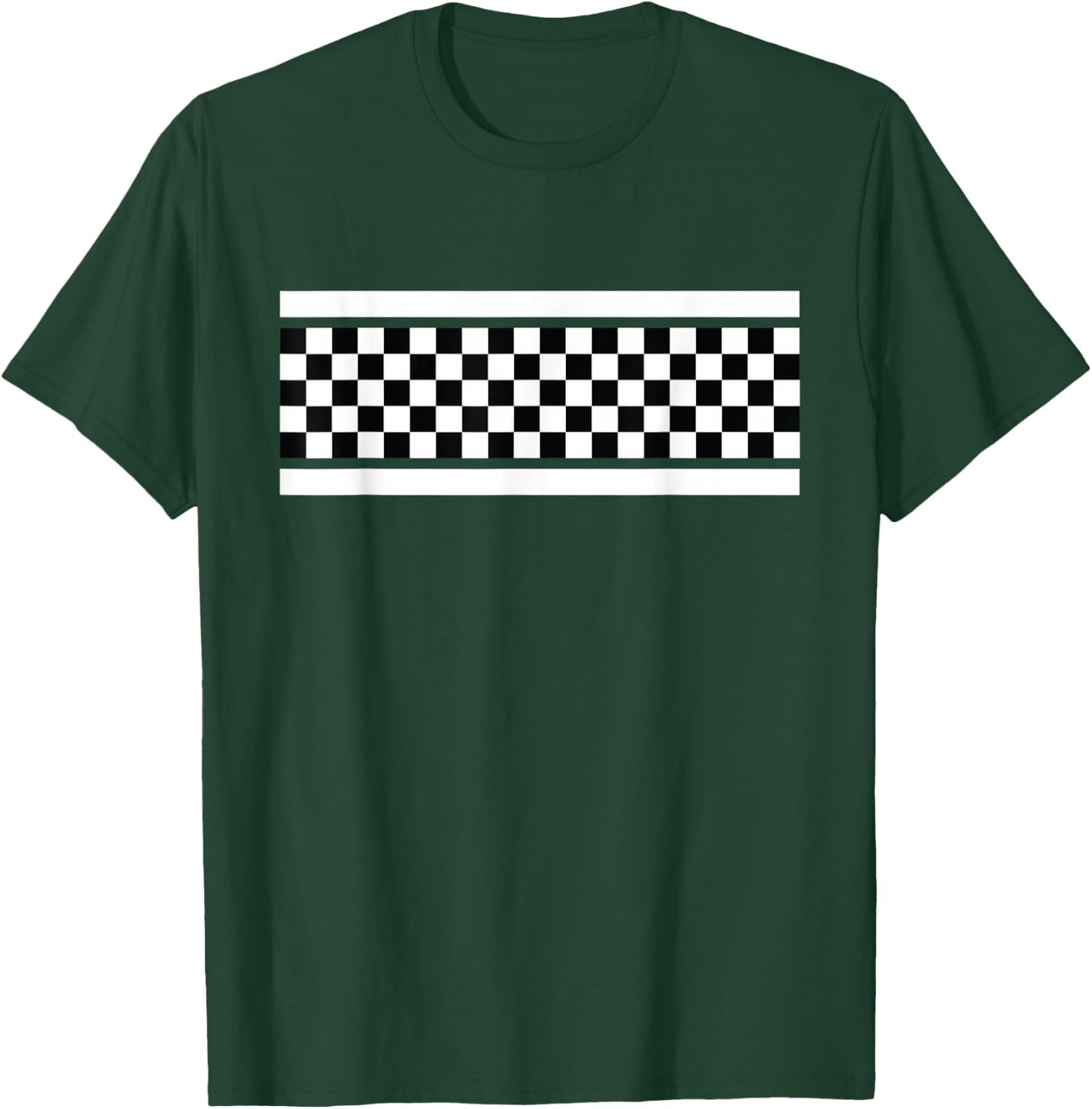 Checkered Black And White Pattern Surfing And Skateboard T-Shirt - T-Shirt | Forest
