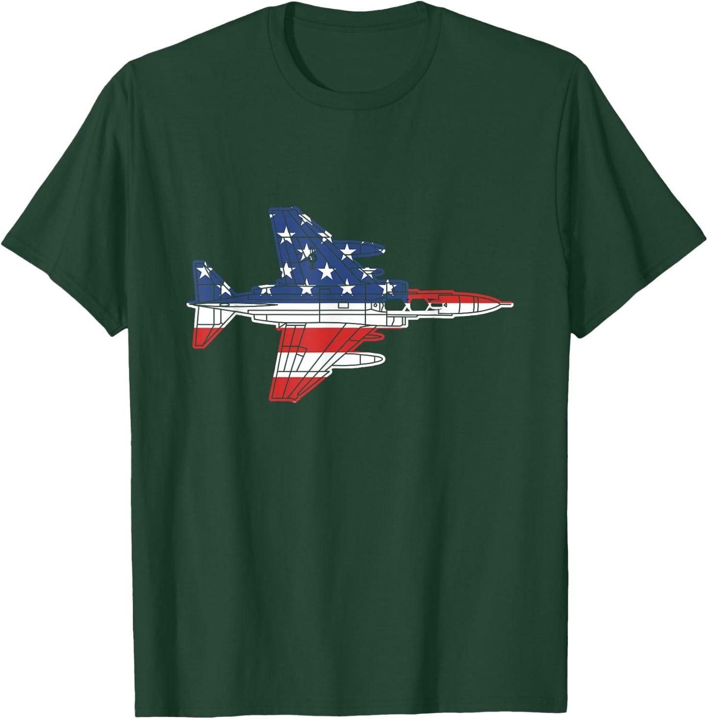 F-4 Phantom Fighter Jet Airplane Schematic American Flag F4 T-Shirt - T-Shirt | Forest
