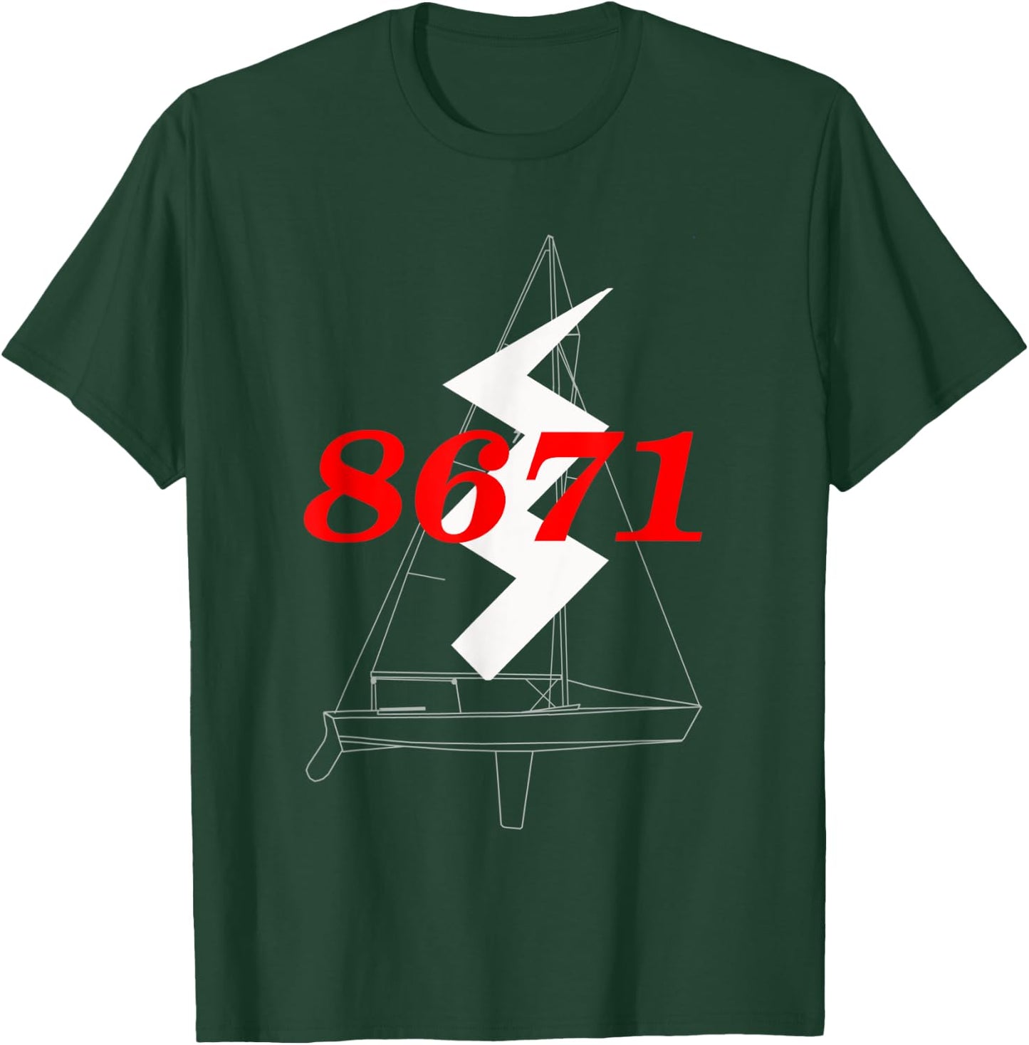 Classic Woody Lightning Sailboat #8671 T-Shirt - T-Shirt | Forest