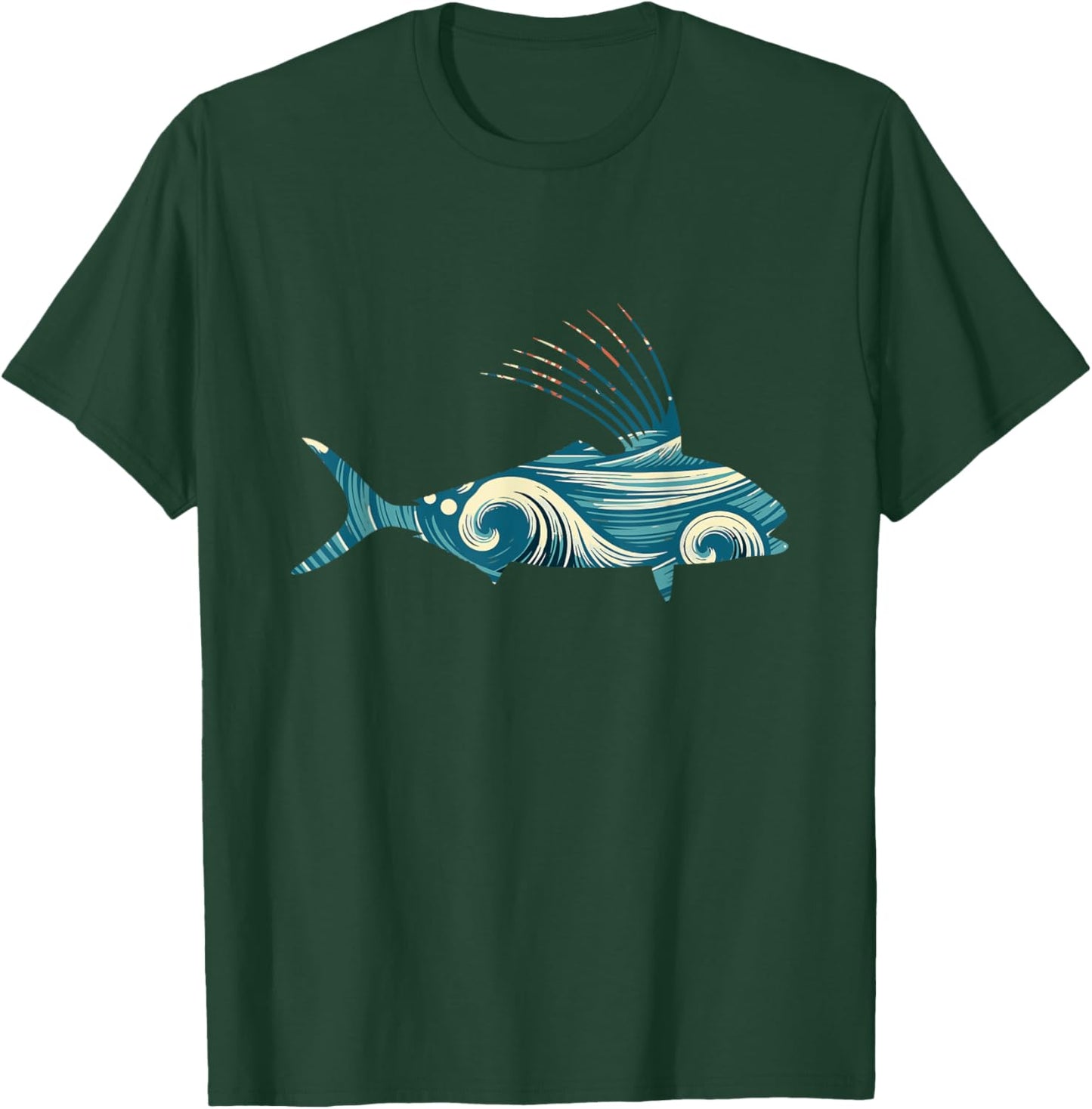 Classic Reef Trawlers Retro Roosterfish Fishermens Vintage Fins Black -Adults T-Shirt - T-Shirt | Forest