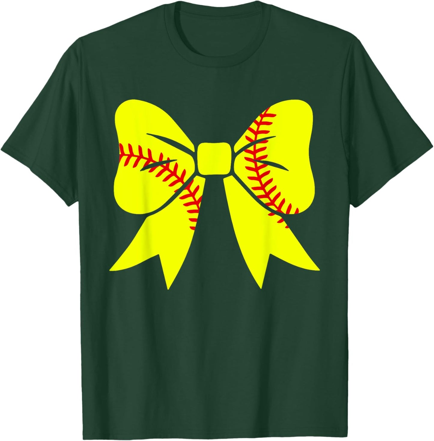 Softball Coquette Aesthetic Bow Sport Season Mother's Day T-Shirt - T-Shirt | Forest