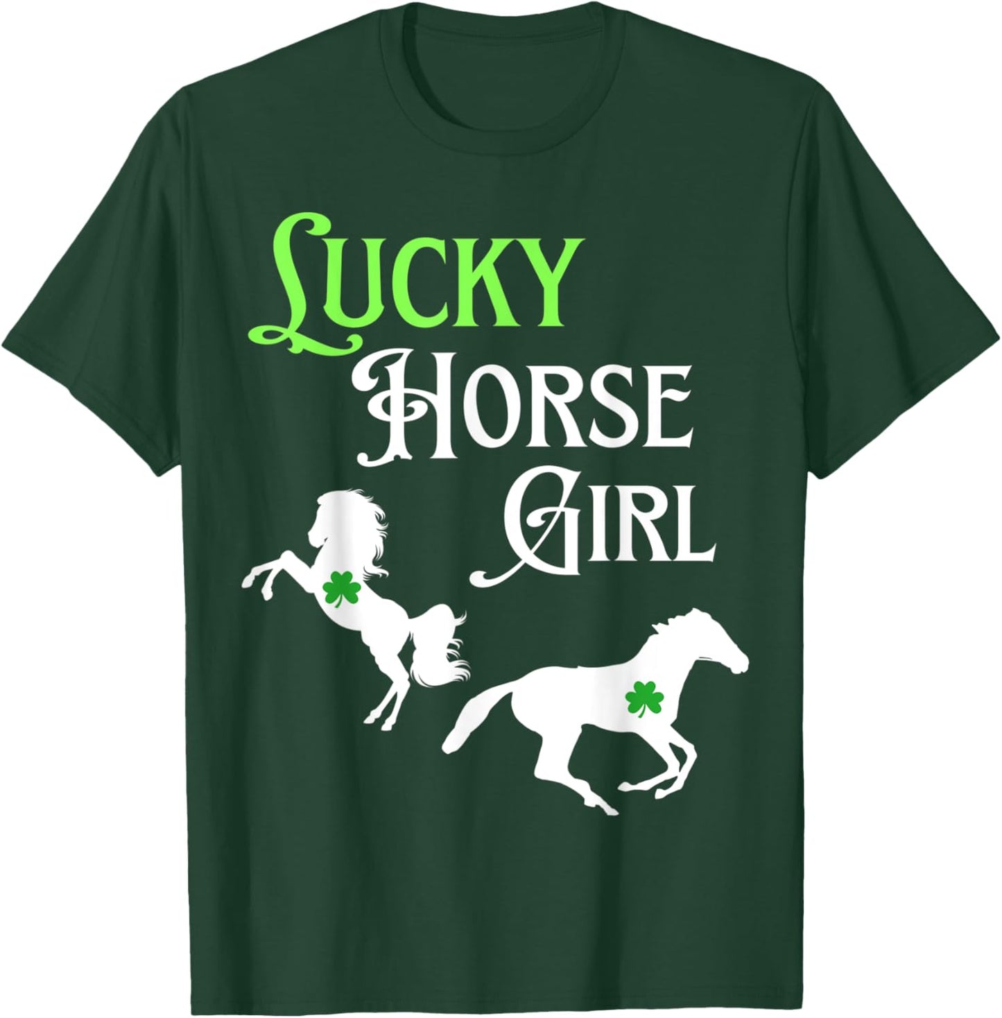 Lucky Cowgirl Horse Girl St. Paddy's Day T-Shirt - T-Shirt | Forest