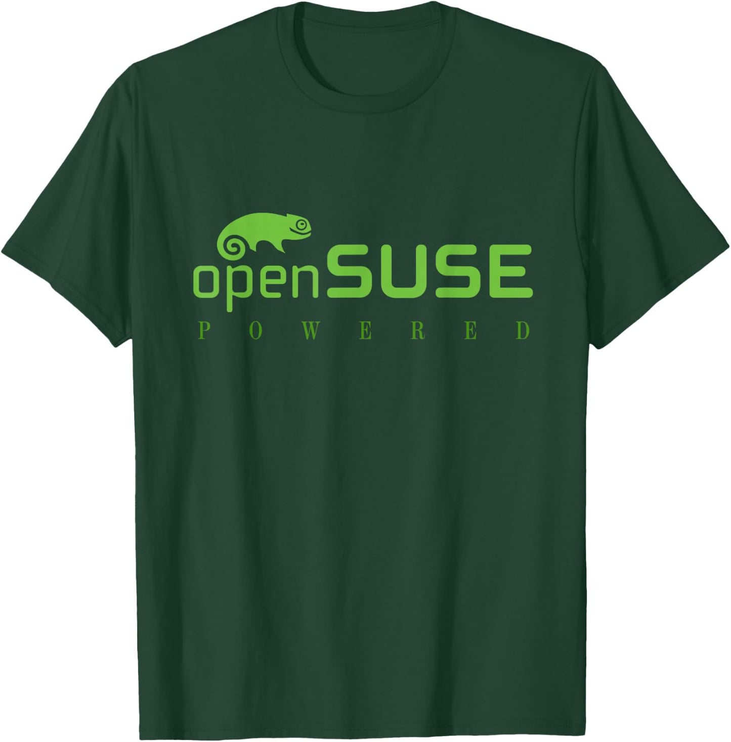 Powered by Linux openSUSE tagline & Logo Open Source Os T-Shirt - T-Shirt | Forest