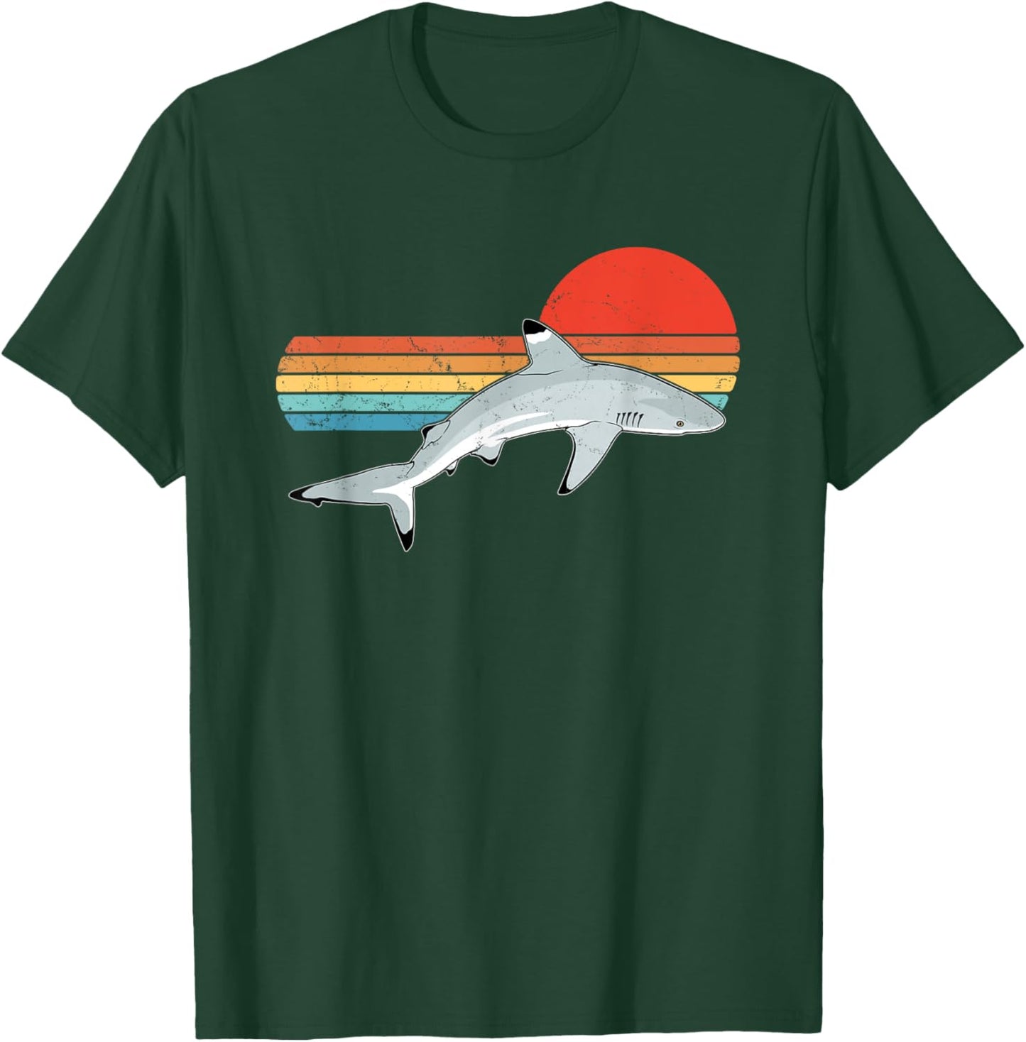 Blacktip Reef Shark Vintage Sunset T-Shirt - T-Shirt | Forest