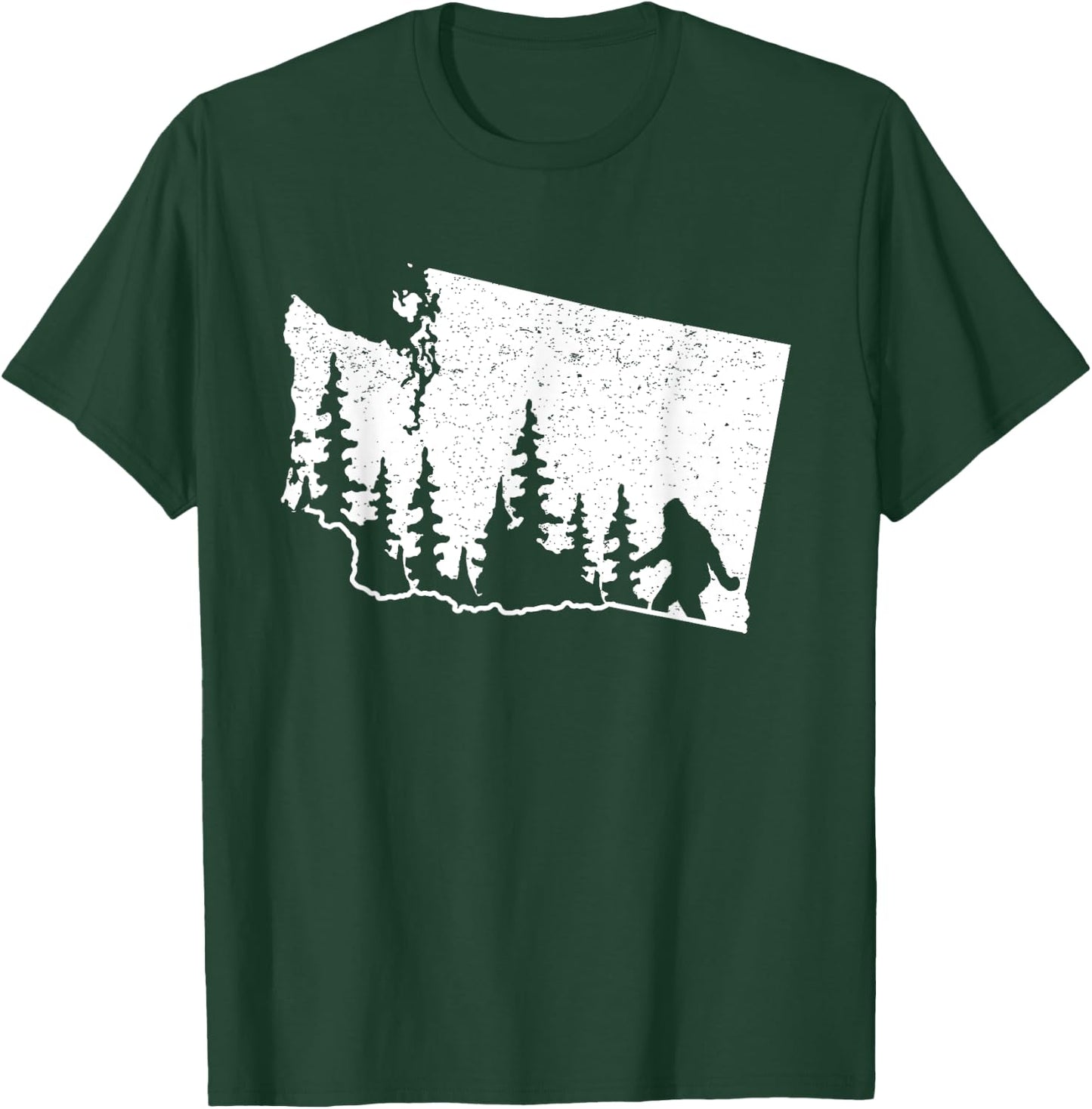Washington Bigfoot Sasquatch & Trees Silhouette State Pride T-Shirt - T-Shirt | Forest