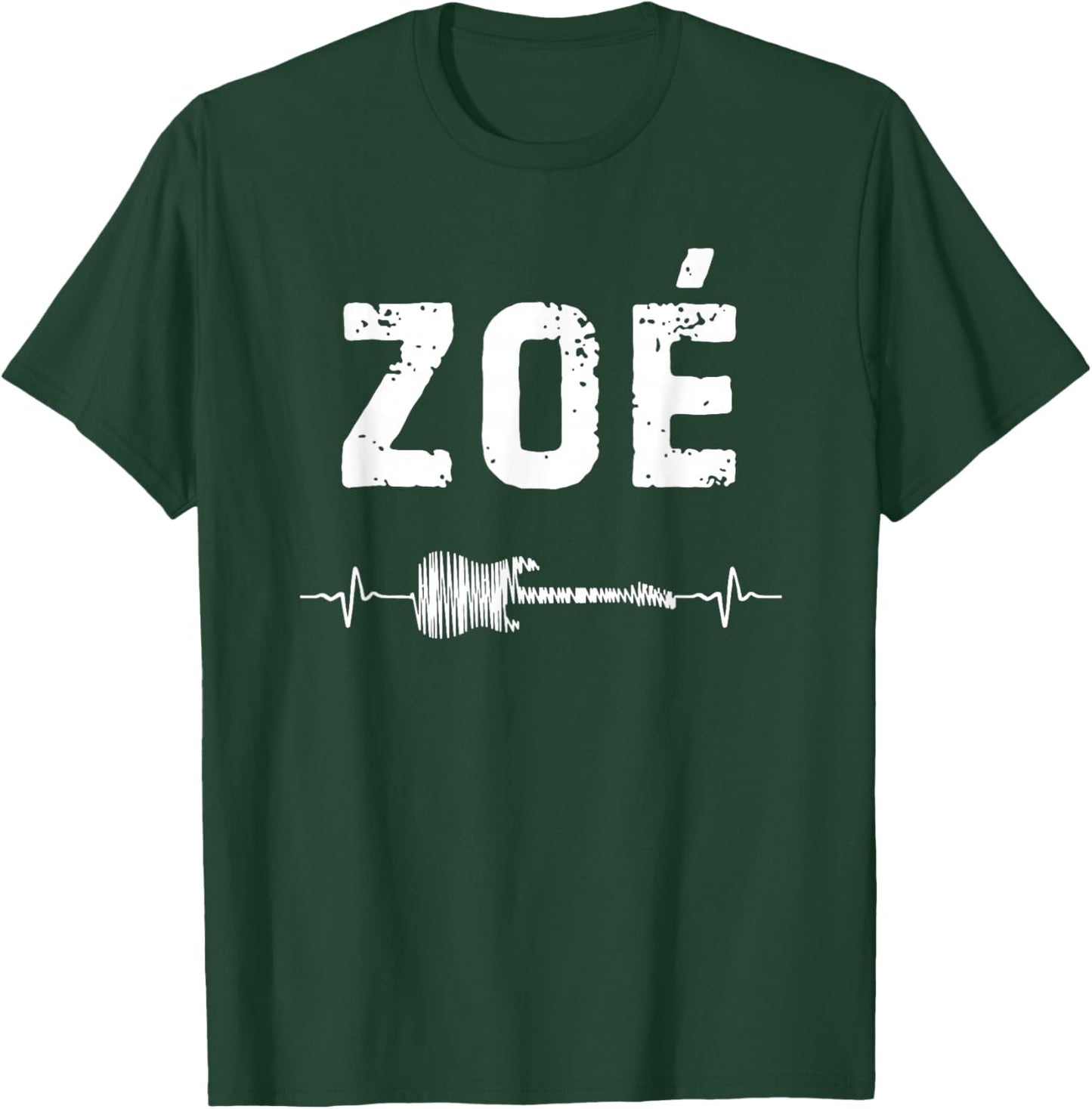 Zoé Guitar Heartbeat Music Guitarist Retro Vintage T-Shirt - T-Shirt | Forest