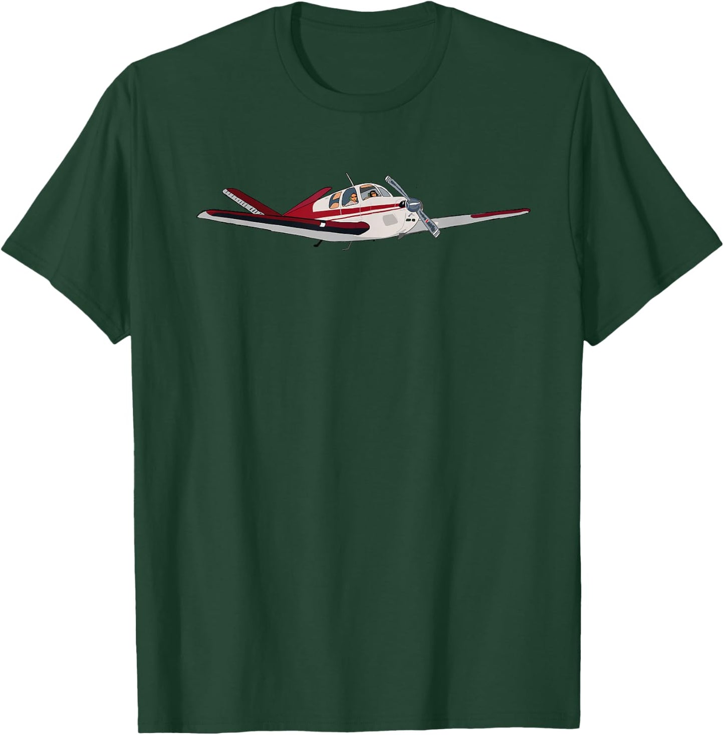 Bonanza 35 V-Tail Airplane Illustration T-Shirt - T-Shirt | Forest