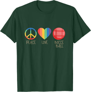 Peace Love Bocce Ball - Funny Bocce Ball T-Shirt - T-Shirt | Forest