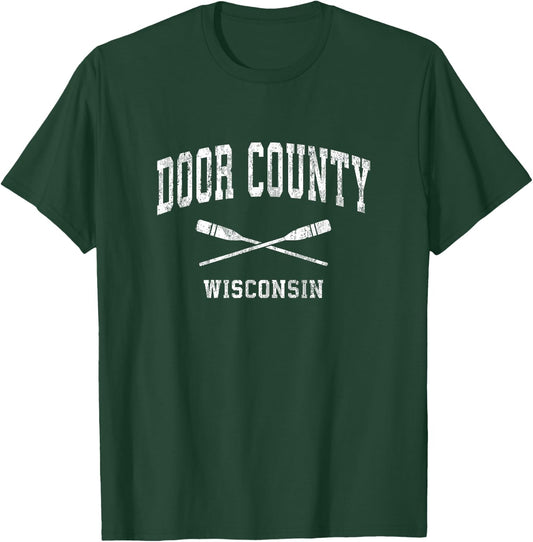 Door County Wisconsin Vintage Nautical Paddles Sports Oars T-Shirt - T-Shirt | Forest