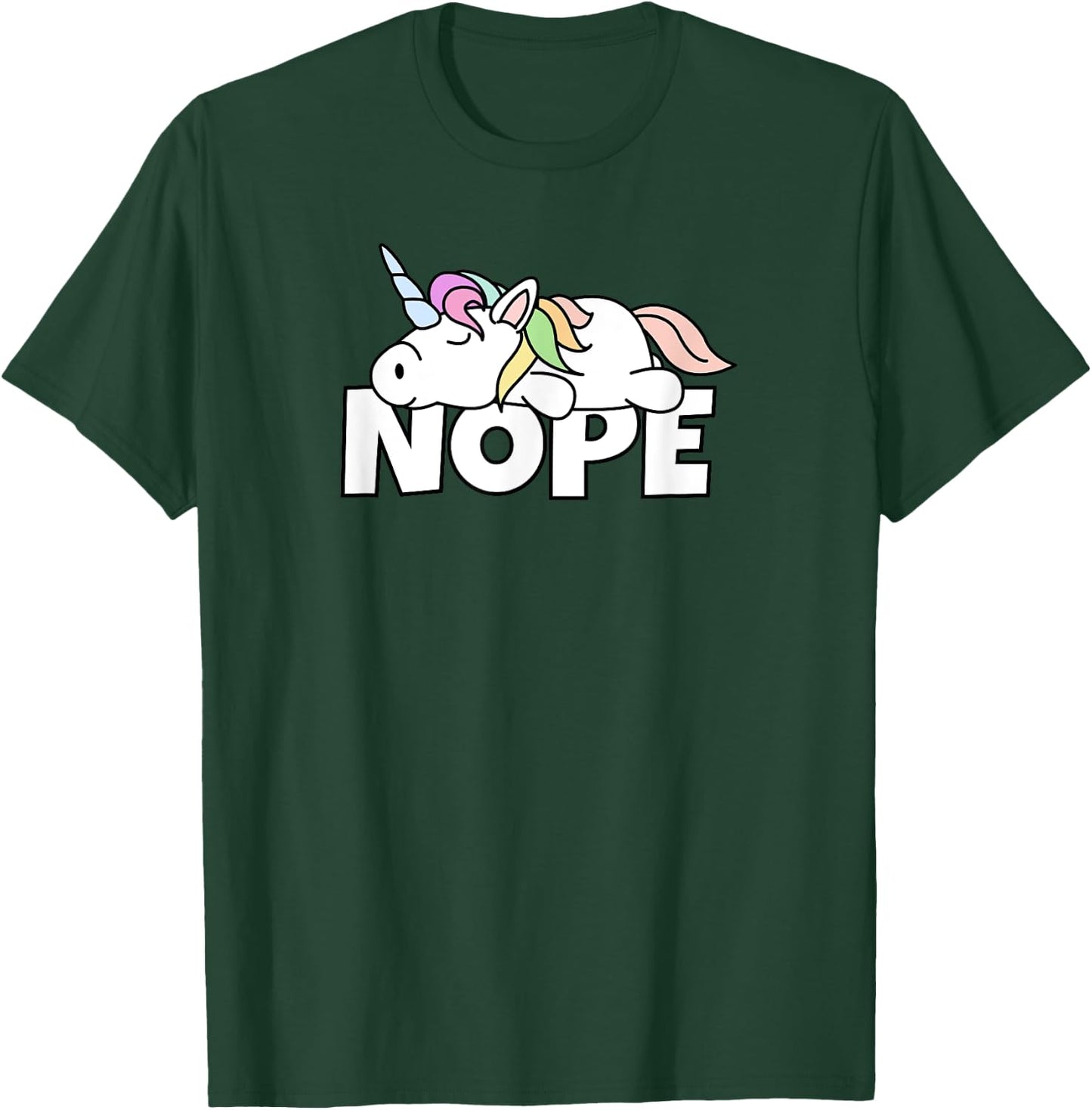Lazy Unicorn Nope T-Shirt - T-Shirt | Forest