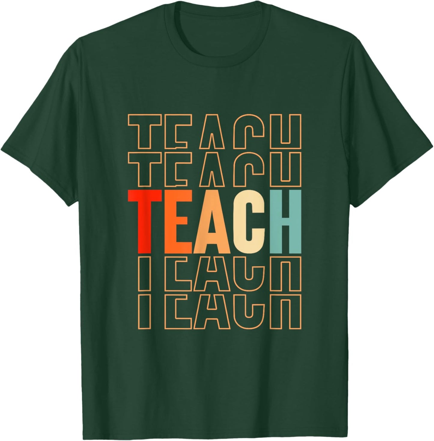 Teach Vintage Teacher Men Women Funny School Teachers T-Shirt - T-Shirt | Forest