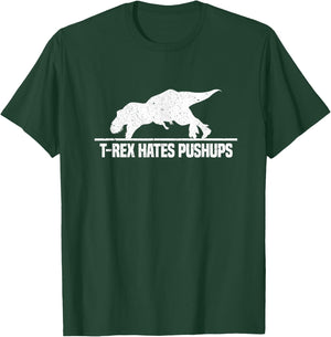 T Rex Hates Pushups Funny Dinosaur Workout Gym Vintage T-Shirt - T-Shirt | Forest