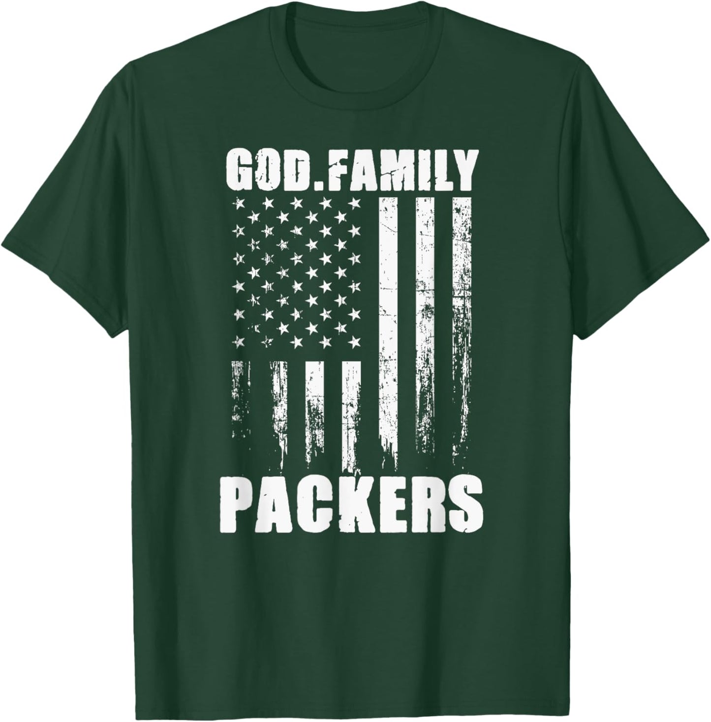 Austin Packers God. Family. Vintage USA Flag T-Shirt - T-Shirt | Forest
