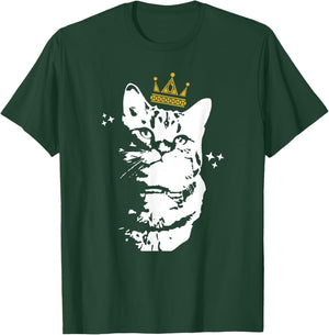Cat Wearing Crown Funny Cat Lover Men Women Kids T-Shirt - T-Shirt | Forest