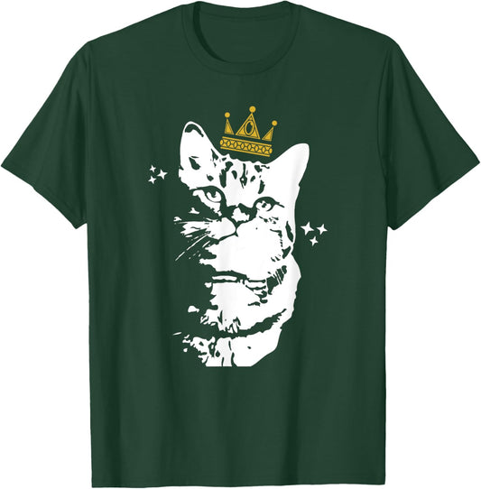 Cat Wearing Crown Funny Cat Lover Men Women Kids T-Shirt - T-Shirt | Forest