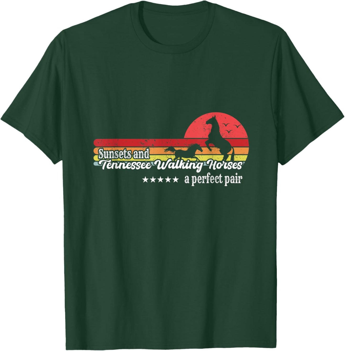 Vintage Sunset Horse Riding Tennessee Walking Breed Cowgirl T-Shirt - T-Shirt | Forest