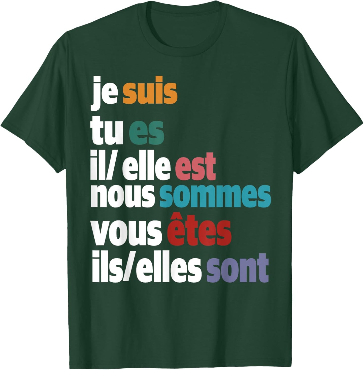 Jesuis Tu Es Il Elle Est Nous Sommes Vous Etes Ils Elles Son T-Shirt - T-Shirt | Forest