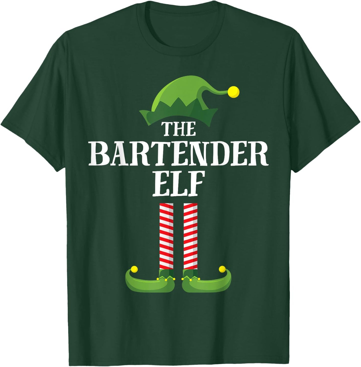 Bartender Elf Matching Family Group Christmas Party Pyjamas T-Shirt - T-Shirt | Forest
