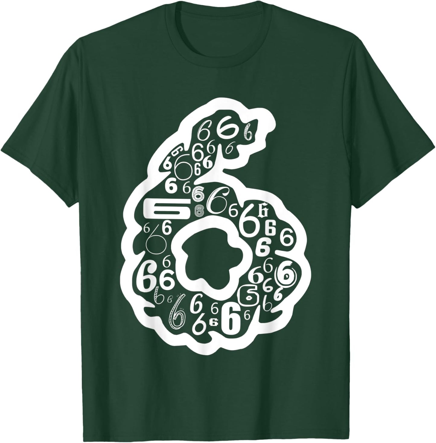 Number #6 | Team Sports Birthday 6 Year Old T-Shirt - T-Shirt | Forest