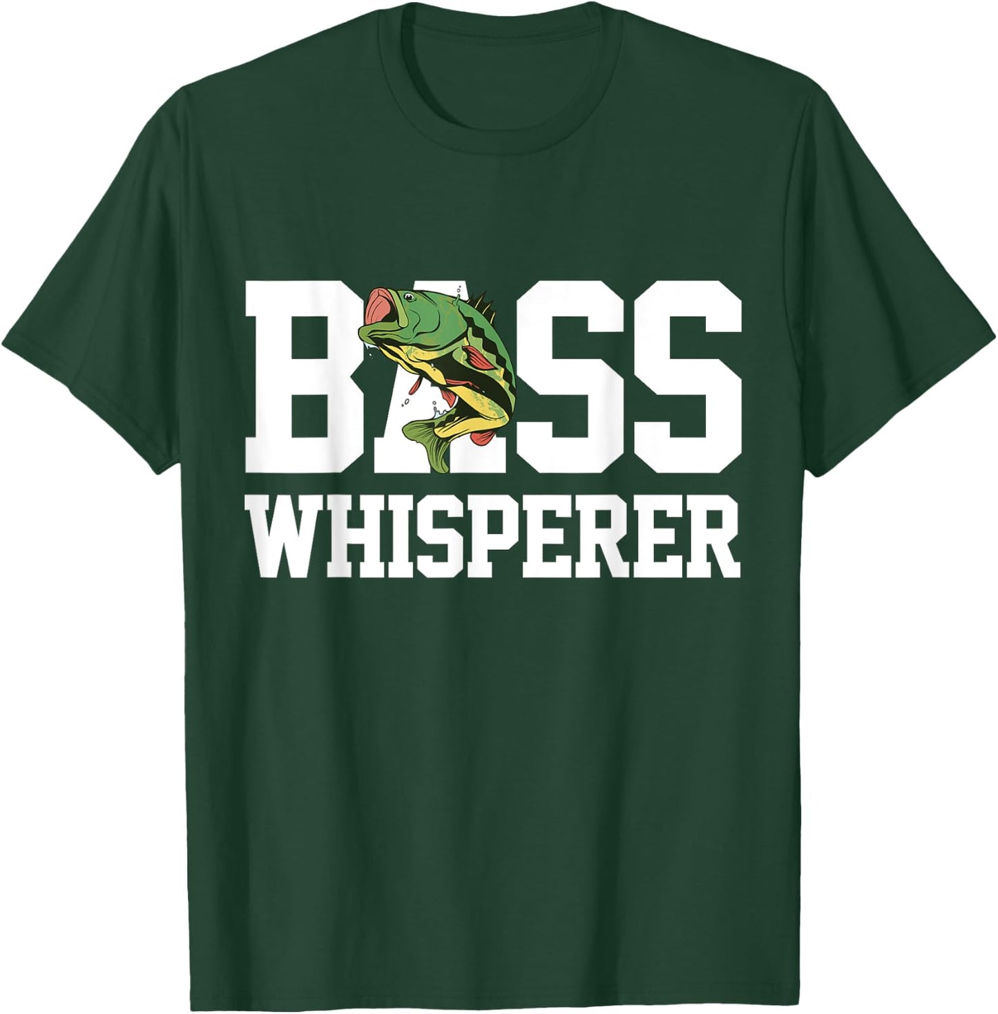 Bass Whisperer Large Mouth Fishing Funny Fisherman Gift T-Shirt - T-Shirt | Forest