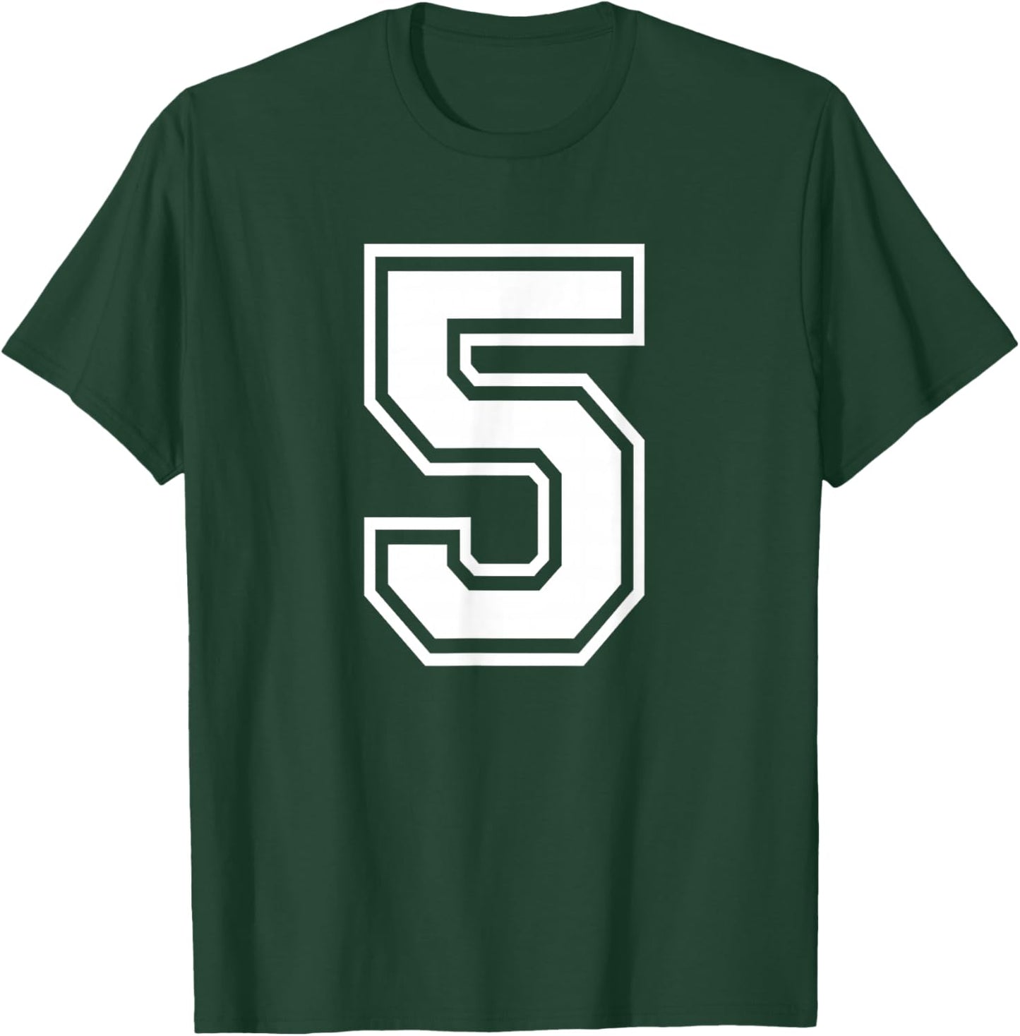 Number 5 Birthday Gift Sports Player Team Numbered Jersey T-Shirt - T-Shirt | Forest