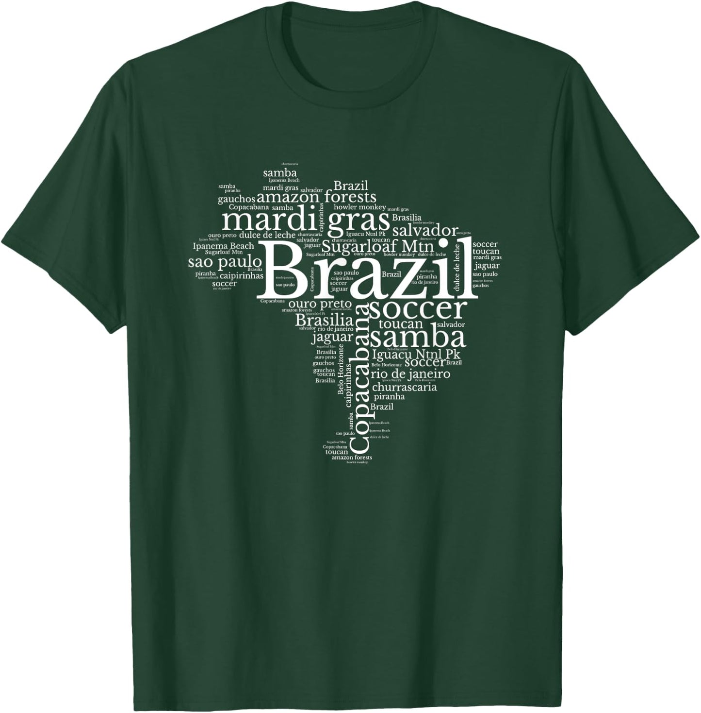 Brazil Map Brazilian Soccer Copacabana Brasil Men Women Gift T-Shirt - T-Shirt | Forest