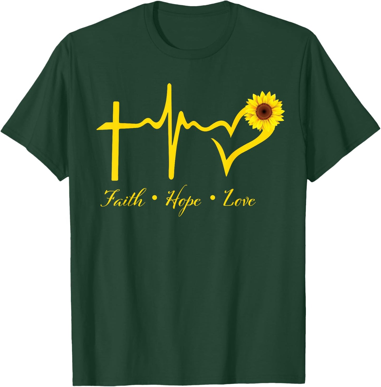 Faith Hope Love Christian Gifts Women Sunflower Religious T-Shirt - T-Shirt | Forest