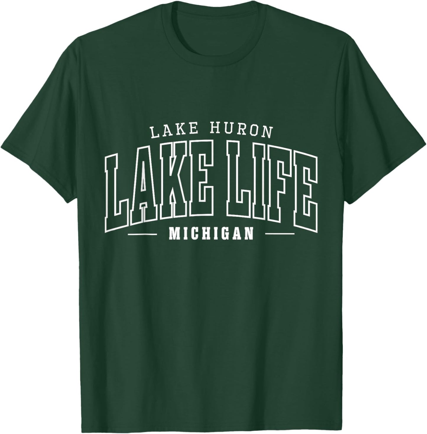 Lake Life Minimalist Huron Lake Summer Vacation Babe T-Shirt - T-Shirt | Forest
