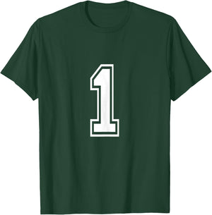 Number 1 Birthday Sports Player Team Numbered Jersey T-Shirt - T-Shirt | Forest